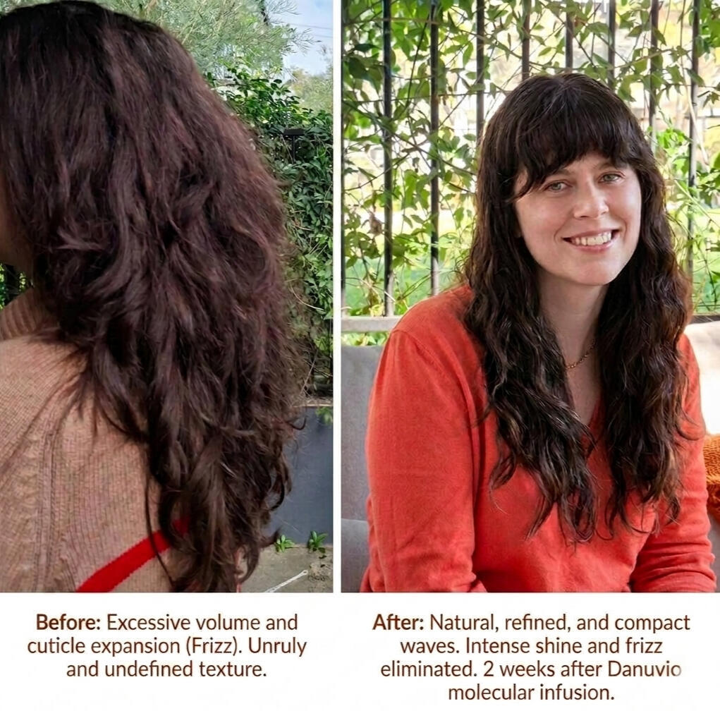 Danuvio Anti-Frizz Treatment - Real Results Before and after results of Danuvio advanced nourishing anti-frizz treatment on wavy hair